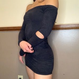 Soft suede gray body con dress